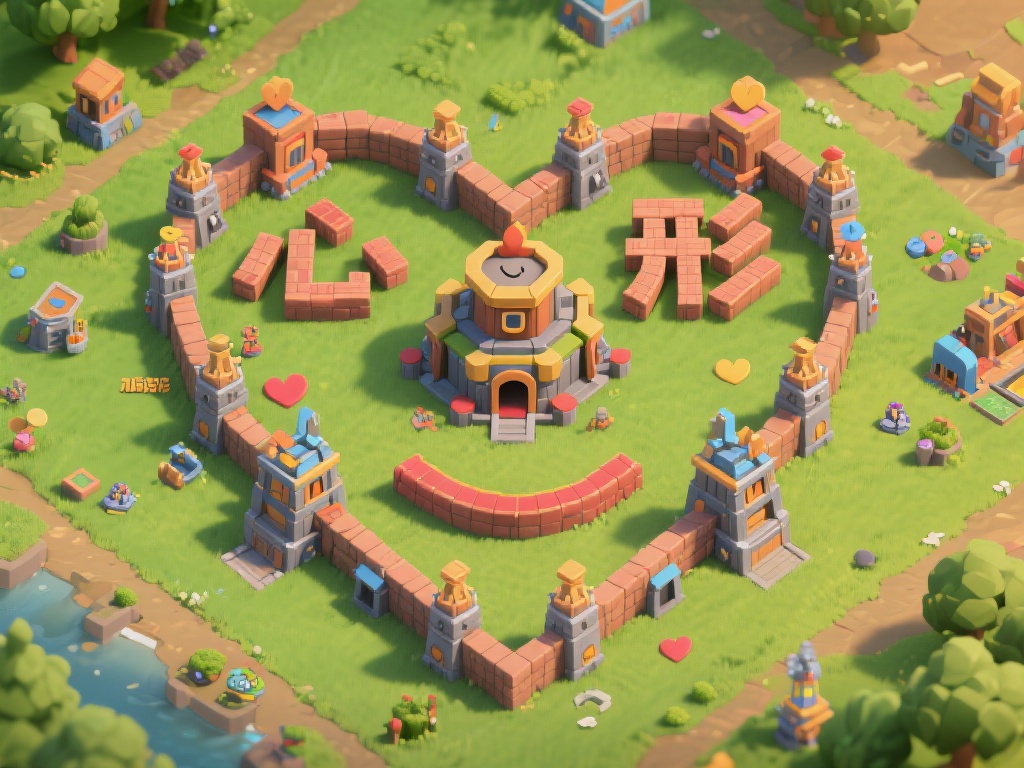 以视觉效果为核心的布局
很多玩家喜欢将建筑摆放成